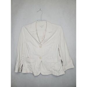J. Jill Petite 100% Cotton Cream Lightweight Summer Blazer Coastal Neutral
